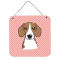 Micasa Checkerboard Pink Beagle Aluminum Metal Wall Or Door Hanging Prints6 x 6 In. MI250544